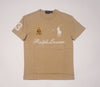 Nwt Polo Ralph Lauren Khaki Embroidered Big Pony #3 Spellout Crest Classic Fit Tee