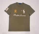 Nwt Polo Ralph Lauren Olive Embroidered Big Pony #3 Spellout Crest Classic Fit Tee