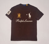 Nwt Polo Ralph Lauren Brown Embroidered Big Pony #3 Spellout Crest Classic Fit Tee