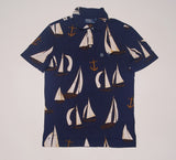 Nwt Polo Ralph Lauren Navy Allover Sailboat Print Polo