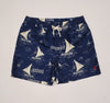 Nwt Polo Ralph Lauren Navy Sailboat Print Swim Trunks