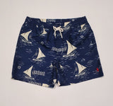 Nwt Polo Ralph Lauren Navy Sailboat Print Swim Trunks