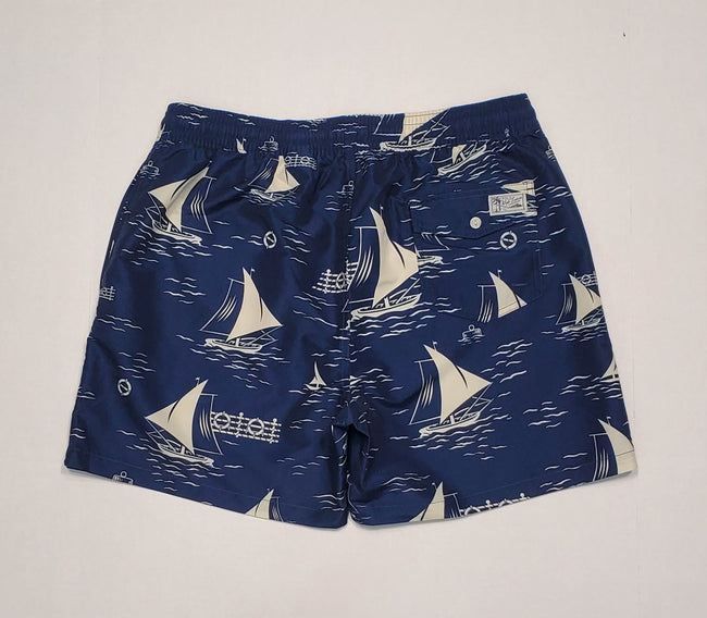 Nwt Polo Ralph Lauren Navy Sailboat Print Swim Trunks