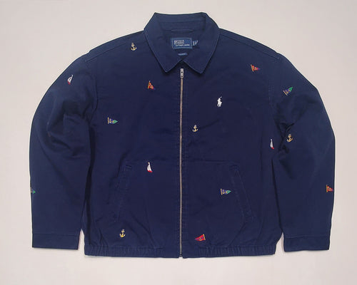 Nwt Polo Ralph Lauren Nautical Allover Embroidered Big Oversize Zip Up Jacket