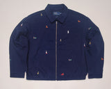 Nwt Polo Ralph Lauren Nautical Allover Embroidered Big Oversize Zip Up Jacket