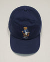 Navy blue Polo Ralph Lauren Yacht Club teddy bear adjustable hat with embroidered logo and sporty design.