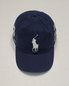 Navy Polo Ralph Lauren Big Pony #3 yacht hat with adjustable strap back, featuring the iconic Polo Ralph Lauren logo.