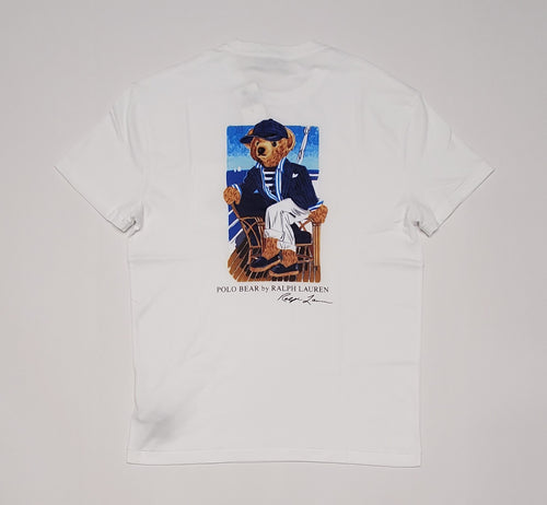 Nwt Polo Ralph Lauren White Yacht Club Teddy Bear Pocket Flag Classic Fit Tee