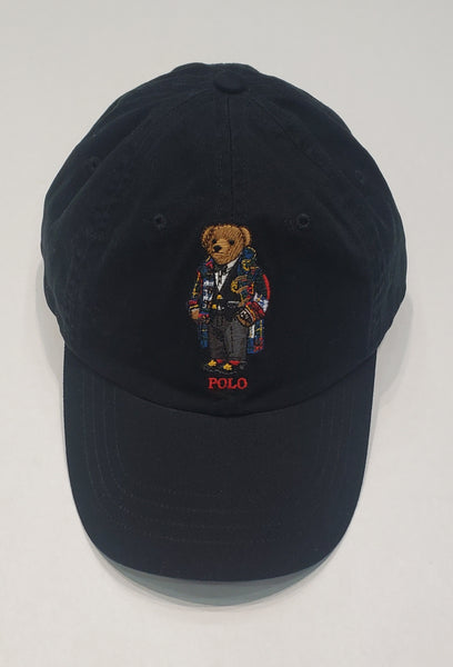 Nwt Polo Ralph Lauren Black Teddy Bear Adjustable Strap Back Hat