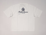 White Polo Ralph Lauren classic fit T-shirt with crest logo, featuring a crew neck and short sleeves, displayed flat.