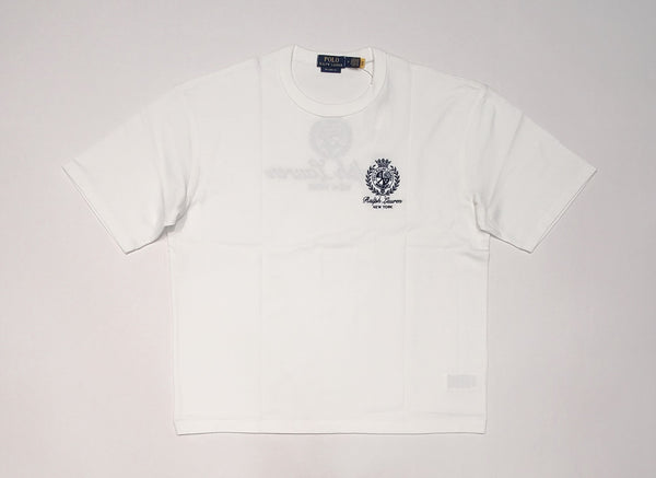 White Polo Ralph Lauren classic fit T-shirt with crest logo, featuring a comfortable crew neck and short sleeves.