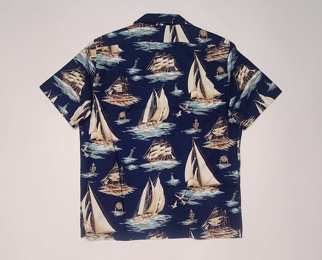 Nwt Polo Ralph Lauren Navy Nautical Sailing Classic Fit Camp Shirt