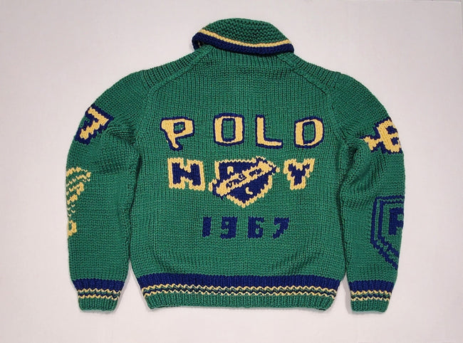 Nwt Polo Ralph Lauren Green RLP  NY 1967 Wool Zip Up Sweater