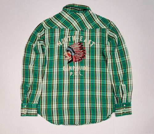 Nwt Polo Ralph Lauren Green Plaid Indian Head Button uP