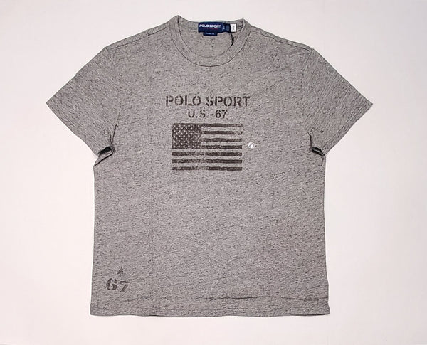 Nwt Polo Sport Grey US-67 Flag  Classic Fit Tee