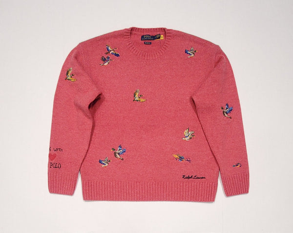Nwt Polo Ralph Lauren Scenic Embroidered Duck Flight Relaxed Fit Wool Blend Sweater