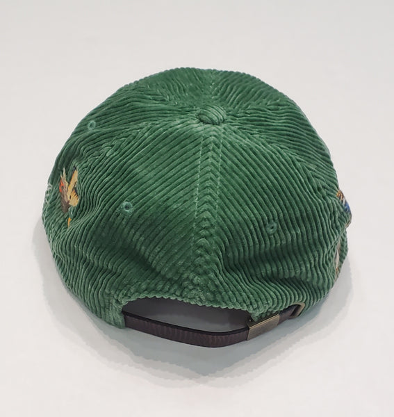 Nwt Polo Ralph Lauren Green Duck Embroidered Corduroy Leather Strap Cap Hat