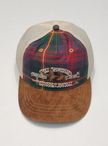 Nwt Polo Ralph Lauren Polo Sportsman Plaid Flannel Suede Bil Trucker Cap Hat