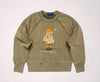 Olive green Polo Ralph Lauren hiker teddy bear vintage fit sweatshirt, cozy sweater with embroidered bear detail.