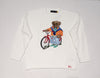 Nwt Polo Ralph Lauren White Bicycle Cotton Teddy Bear Sweater
