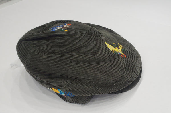 Olive Polo Ralph Lauren duck embroidered corduroy driver cap, stylish hat with embroidered detail, casual outdoor accessory