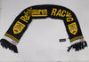 Black Polo Ralph Lauren racing team scarf with colorful Motorsport logo and pattern, made of soft fabric, stylish accessory for fans.