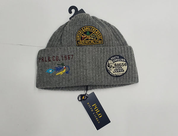NWT Polo Ralph Lauren Gray Sportsman Outdoors Patch Skully
