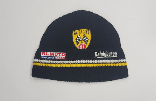Black Polo Ralph Lauren Racing Team 67 skullies cap, featuring the iconic skull logo design and Polo branding.