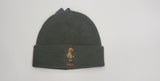 Polo Ralph Lauren Olive Hiker Polo Bear skullie featuring a hiking bear graphic on a cozy knit hat.