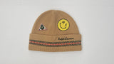 Polo Ralph Lauren khaki skullies hat with RL smiley patch design and skull graphic, stylish and casual accessory.