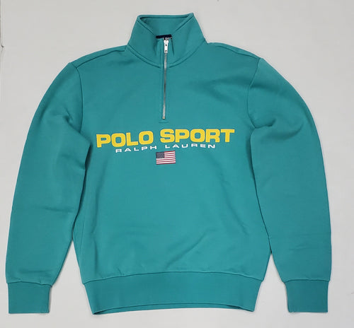 Nwt Polo Ralph Lauren Teal Polo Sport Half Zip  Sweatshirt