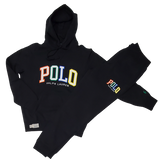 Nwt Polo Ralph Lauren Black Pullover Color Spellout Hoodie with Matching Joggers - Unique Style