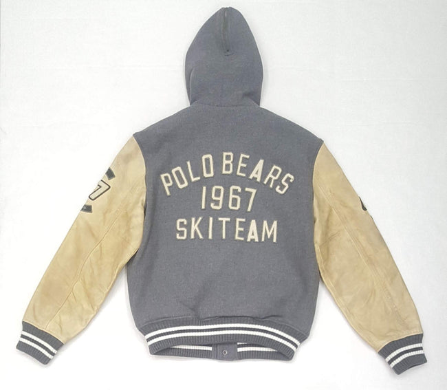 Nwt Polo Ralph Lauren Men's Grey Polo Bears 1967 Ski Team Hooded Varsity Jacket