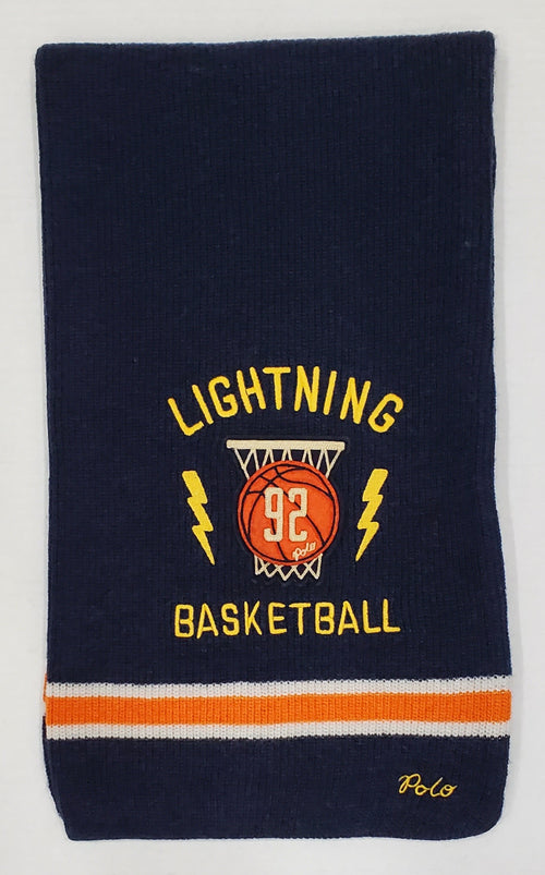 Nwt Lauren Ralph Lauren Navy Lightning Basketball Scarf