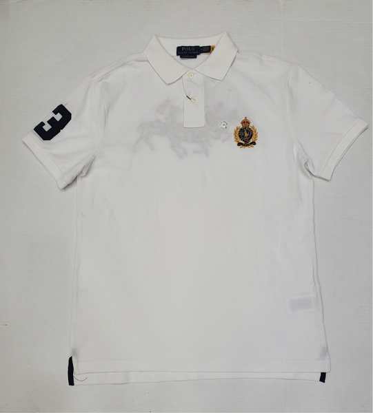 Nwt Polo Ralph Lauren White Crest with Triple Pony Custom Fit Polo - Unique Style