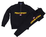 Nwt Polo Ralph Lauren Black  Polo Sport Half Zip Sweatshirt with Matching Black Polo Sport Joggers - Unique Style