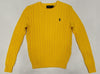 Nwt Polo Ralph Lauren Women's Yellow Cable Knit Small Pony Cotton Sweater