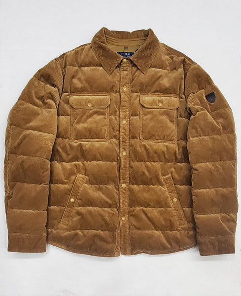 Nwt Polo Big & Tall Tan Corduroy Down Quilted  Snap Jacket