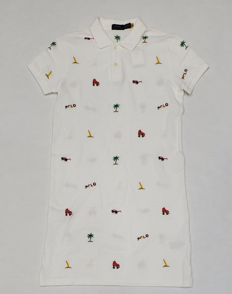 Nwt Polo Ralph Lauren Women's White Allover Embroidered Pony Dress