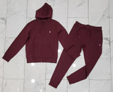 Nwt Polo Ralph Lauren Burgundy with White Small Pony Double Knit Sweatsuit