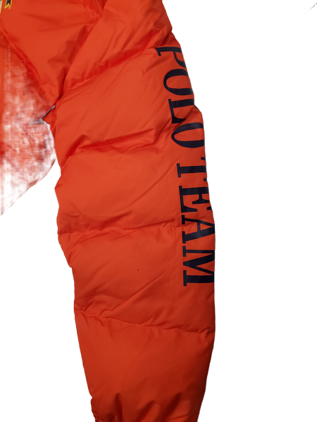 Nwt Polo Ralph Lauren Orange Equestrian Horse Graphic Print Crest Down Jacket - Unique Style