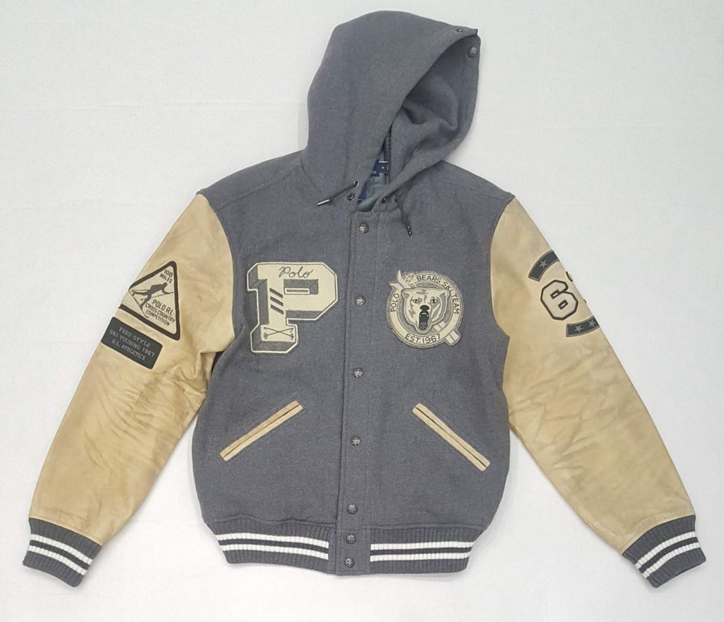 Nwt Polo Ralph Lauren Men's Grey Polo Bears 1967 Ski Team Hooded