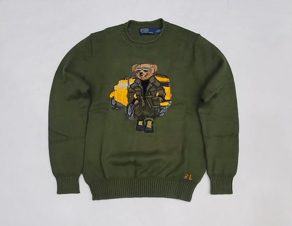 Nwt Polo Ralph Lauren Olive Roll-Neck Cotton Teddy Bear Sweater