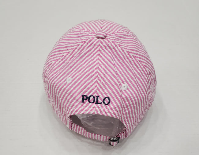 Nwt Polo Ralph Lauren Pink Stripe Small Pony Adjustable Hat