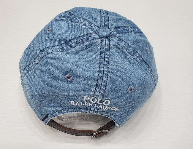 Nwt Polo Ralph Lauren Denim Wash Painted Teddy Bear Hat - Unique Style