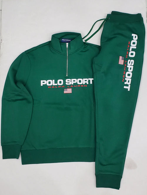 Nwt Polo Ralph Lauren Green Polo Sport Half Zip With Matching Joggers