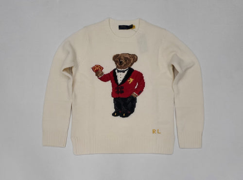 Nwt Polo Ralph Lauren Women's Cream Lunar New Year Wool Teddy Bear Sweater - Unique Style