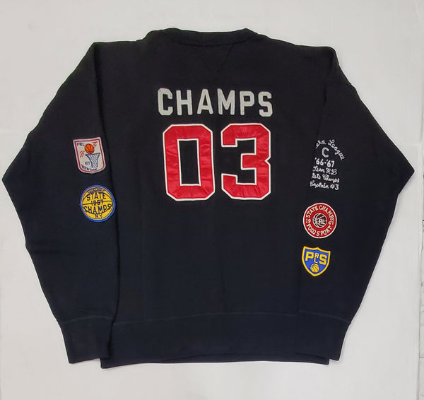 Nwt Polo Ralph Black RPL #67 #03 Basketball Champs Patches Classic Fit Sweatshirt