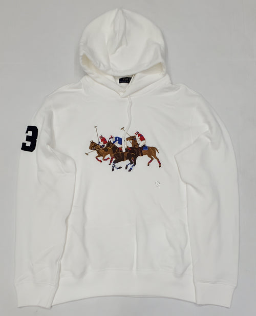 Nwt Polo Ralph Lauren White Triple Pony Embroidered Hoodie - Unique Style