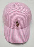 Nwt Polo Ralph Lauren Pink Stripe Small Pony Adjustable Hat